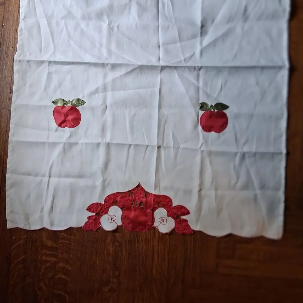 Vintage apple curtain valances 3 piece red white